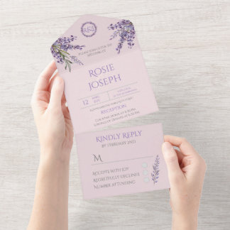 Mariage Élégant Lavande Tout En Un Invitation