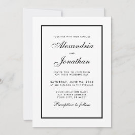 Mariage élégant moderne Invitation noir & blanc