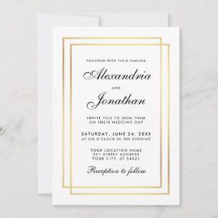 Mariage élégant moderne Invitation noir et blanc