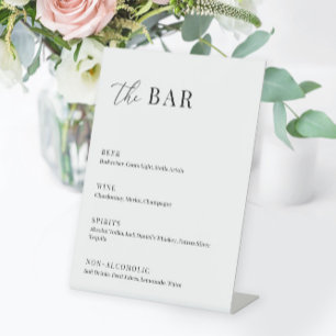 Mariage élégant moderne Le Bar Menu Panneau Piédes