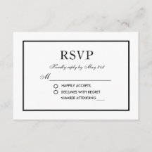 Mariage élégant moderne noir & blanc RSVP