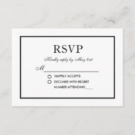 Mariage élégant moderne noir & blanc RSVP