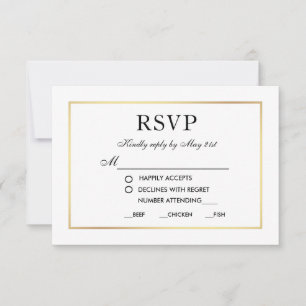 Mariage élégant moderne RSVP Black White Card MW