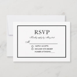 Mariage élégant moderne RSVP Black & White Card S