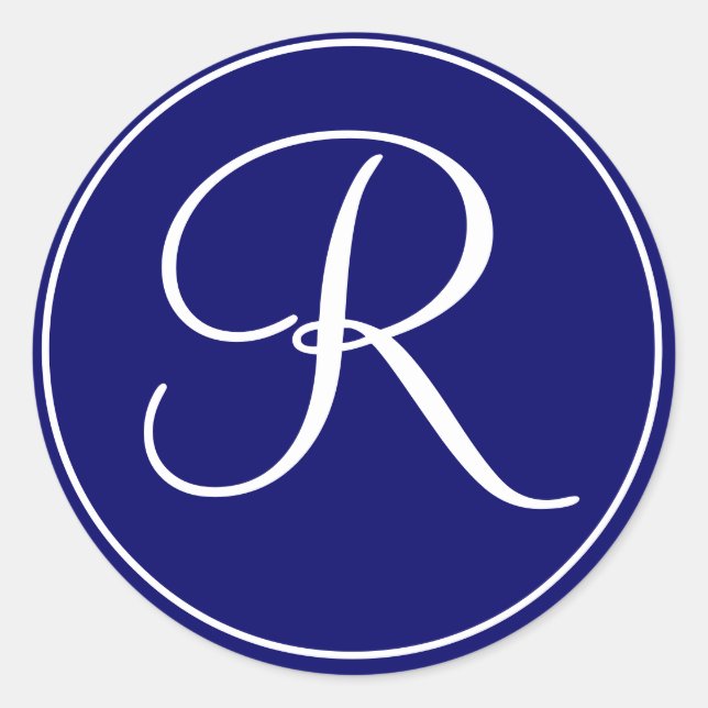 Mariage élégant Monogramme Marine Étiquettes blanc (Devant)