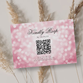 Mariage élégant QR RSVP Bokeh éclaire rose vif