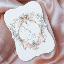 Mariage Elegant Regency Blue Monogram Invitation