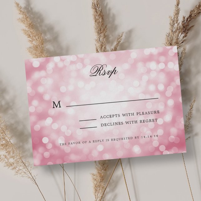 Mariage élégant RSVP Bokeh éclaire rose vif (Elegant Wedding RSVP Bokeh Lights Blush Pink )