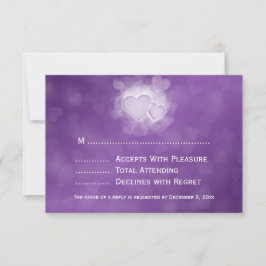 Mariage élégant RSVP Coeurs modernes violet