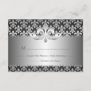 Mariage élégant RSVP Fleur De Lis Noir