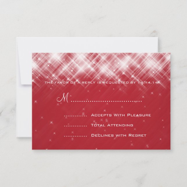 Mariage élégant RSVP Glamour Étincelles Rouge (Devant)