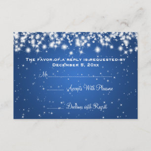 Mariage élégant RSVP Hiver Étincelle Bleu