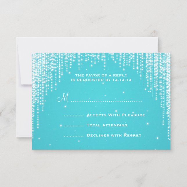 Mariage élégant RSVP nuit éblouissante Bleu (Devant)