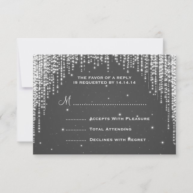 Mariage élégant RSVP nuit éblouissante Noir (Devant)
