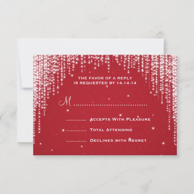Mariage élégant RSVP nuit éblouissante Rouge (Devant)
