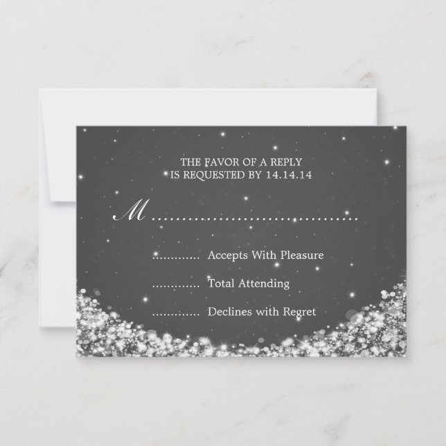 Mariage élégant RSVP Star Sparkle Black (Devant)