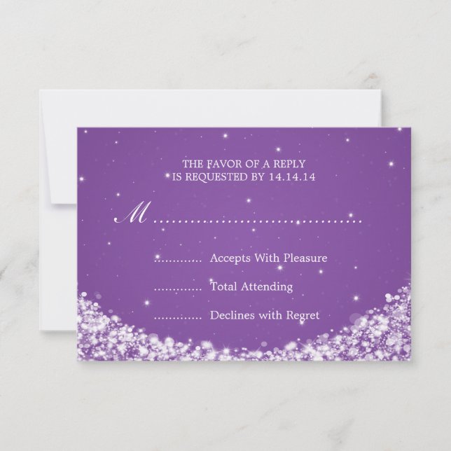 Mariage élégant RSVP Star Sparkle violet (Devant)