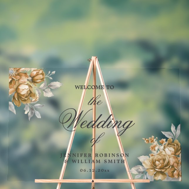 Mariage élégant script floral rustique naturel or  (Neutre)