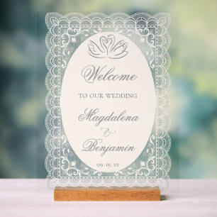 Mariage élégant vintage avec cygnes en dentelle et