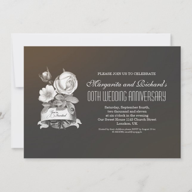 mariage élégant vintage invitations anniversaire (Devant)