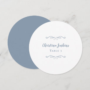 Mariage Elégante Dusty Bleu Blanc rond Carte Place
