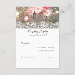 Mariage en bois de fleurs et dentelle RSVP