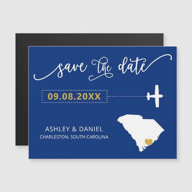 Mariage en Caroline du Sud Enregistrer la carte de (Devant / Derrière)