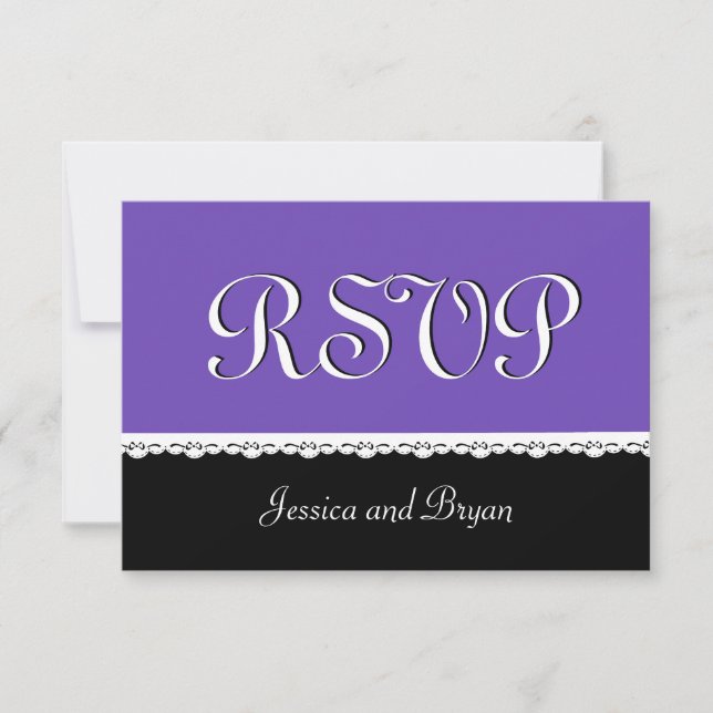 Mariage en dentelle PURPLE et NOIRE RSVP V16 (Devant)