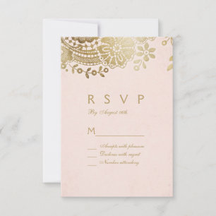 Mariage en dentelle vintage Faux or roux RSVP