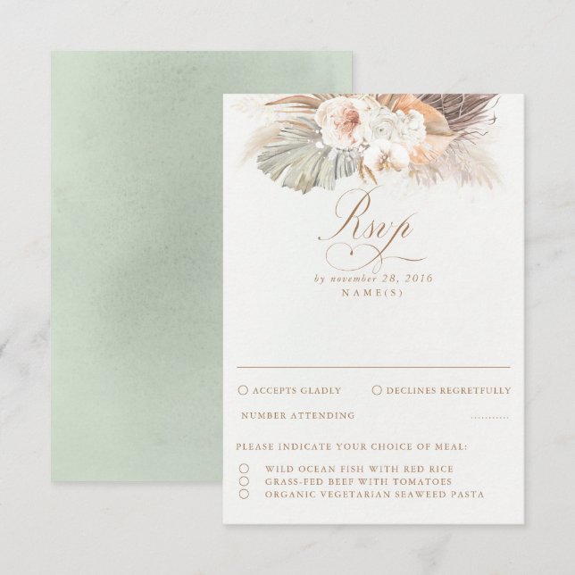 Mariage en feuillage séché Pampas RSVP (Devant / Derrière)