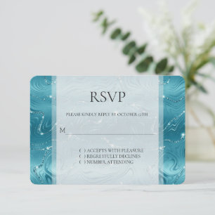 Mariage en marbre bleu turquoise Aqua Glitzy RSVP