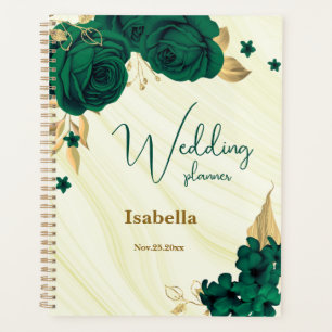 mariage en marbre floral or vert émeraude