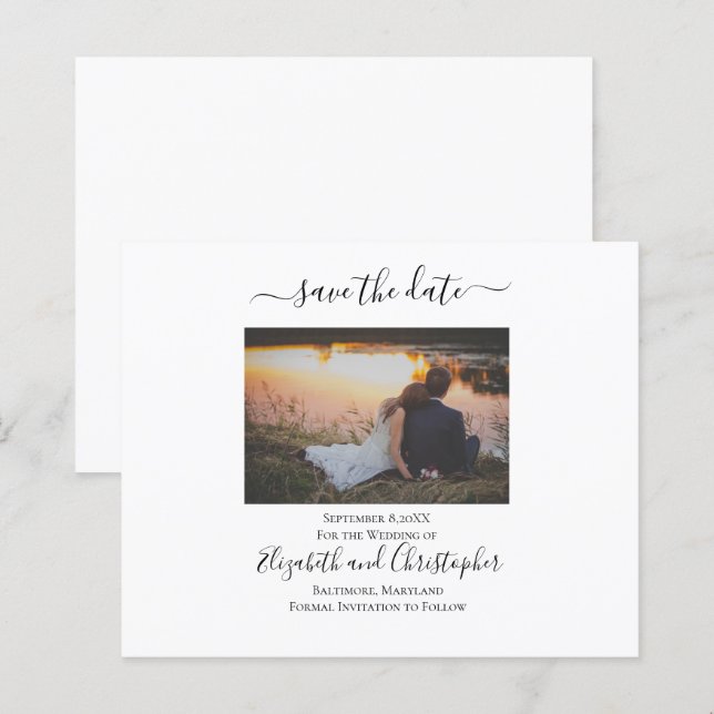 Mariage Enregistrer La Date Élégant Carte photo Fo (Devant / Derrière)