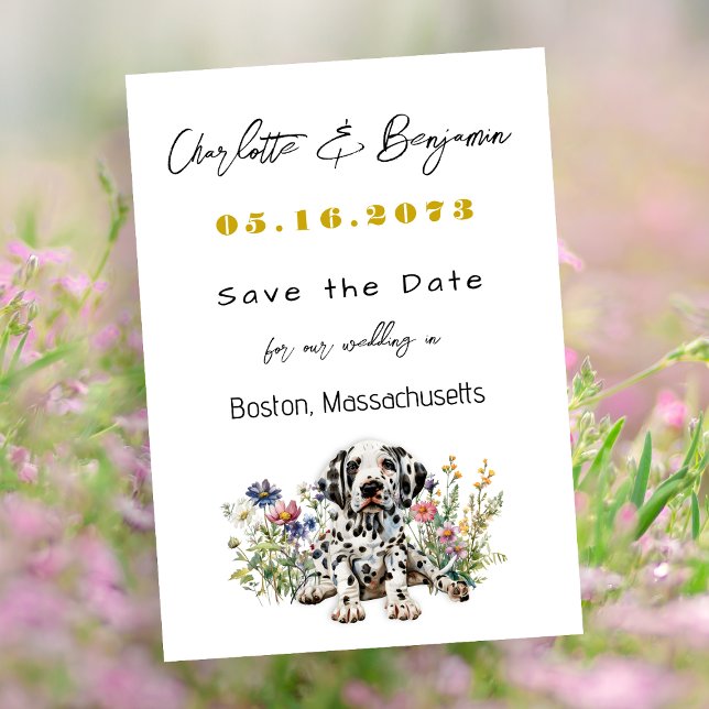 Mariage Enregistrer la date Faire-part chiot dalma (Créateur téléchargé)