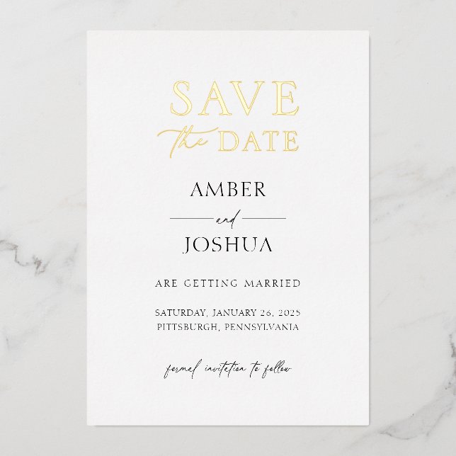 Mariage Enregistrer la date Foil Invitation (Recto)