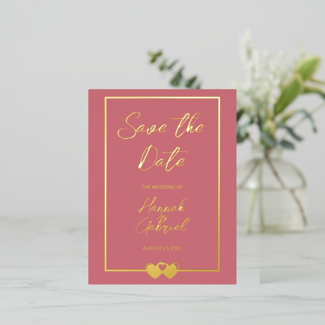 Mariage Enregistrer la date Foil Invitation Carte  (Debout devant)