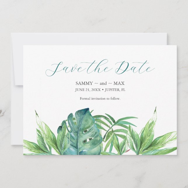 Mariage Enregistrer La Date Invitations Feuilles t (Devant)