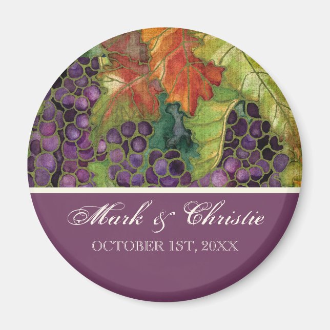 Mariage Enregistrer la date Magnet Autumn Grape Le (Devant)