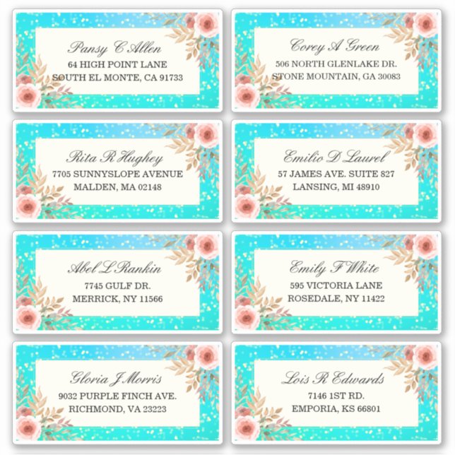 Mariage Étiquette de adresse moderne rose Floral T (Devant)