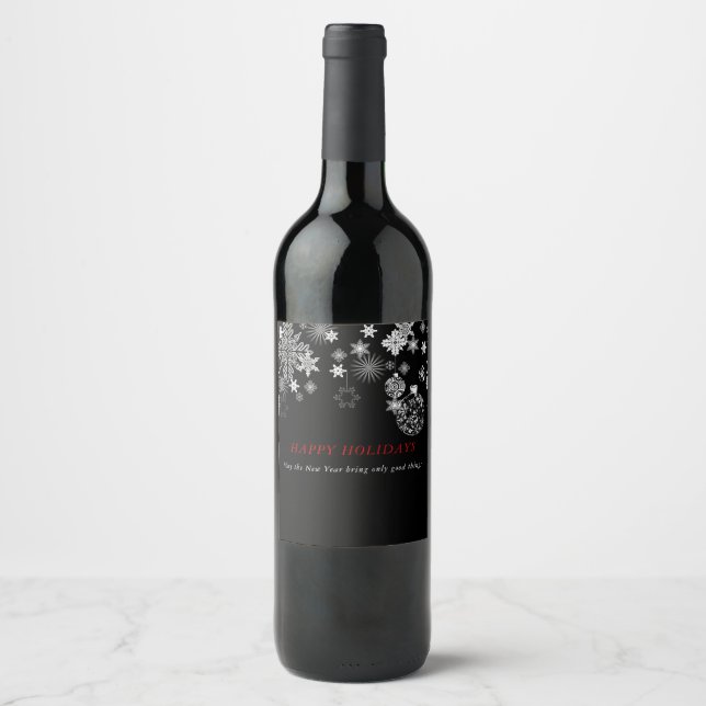 Mariage Étiquette de vin noir blanc, Noël, Nouvel  (Devant)