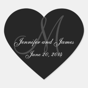 Mariage Étiquettes de coeur gris et blanc