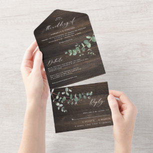 Mariage Eucalyptus botanique moderne invitation + 