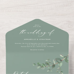 Mariage Eucalyptus budget sauge vert invitation an