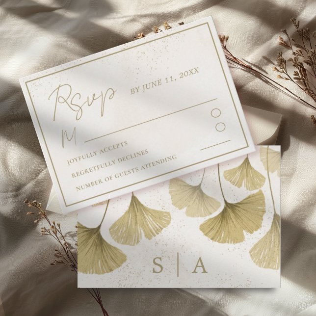 Mariage Faux Gold Tropical Foliage Rustique RSVP (Créateur téléchargé)