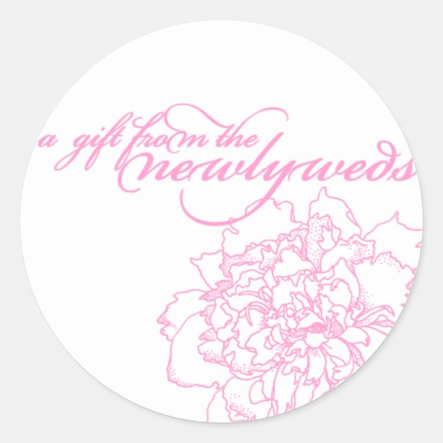 Mariage faveur autocollant rose pivoine (Devant)