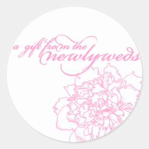 Mariage faveur autocollant rose pivoine