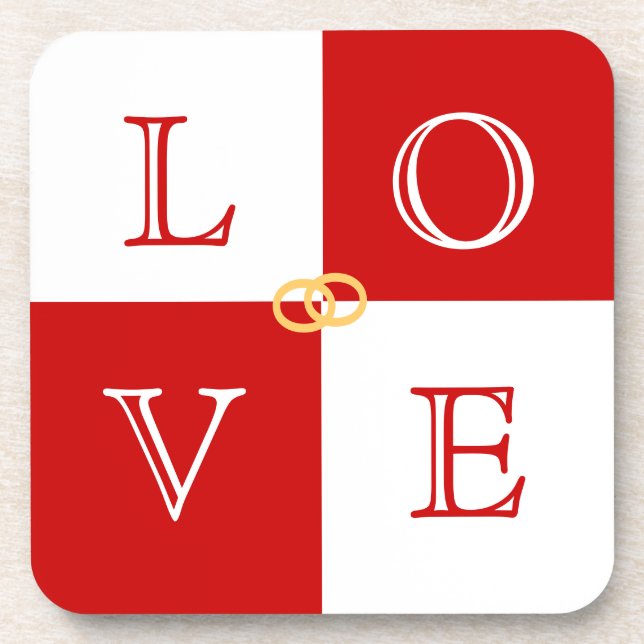 Mariage Favor Love Dessous de verre Set (Devant)
