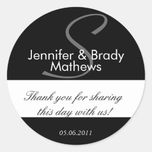 Mariage Favor Monogram S Sticker Merci