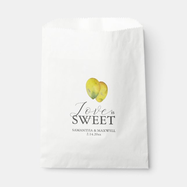 Mariage Favor Sacs L'amour est doux citrons & Feui (Devant)