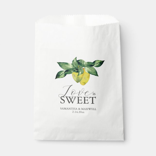 Mariage Favor Sacs L'amour est doux citrons & Feui (Devant)